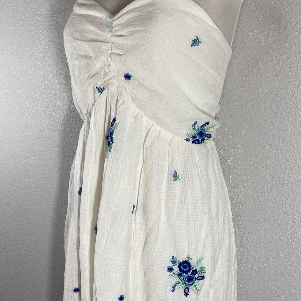 NWT SugarLips white blue floral embroidery strapless maxi dress XL - Picture 7 of 11
